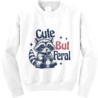 Raccoon Cute But Feral Vintage Kids Sweatshirt