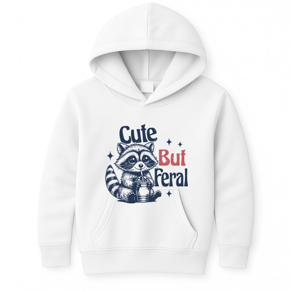Raccoon Cute But Feral Vintage Kids Hoodie