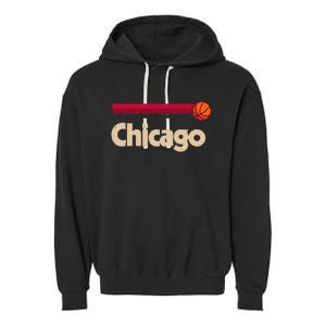 Red Chicago Basketball BBall City Illinois Retro Chicago Garment-Dyed Fleece Hoodie