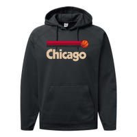 Red Chicago Basketball BBall City Illinois Retro Chicago Performance Fleece Hoodie