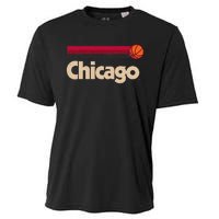 Red Chicago Basketball BBall City Illinois Retro Chicago Cooling Performance Crew T-Shirt