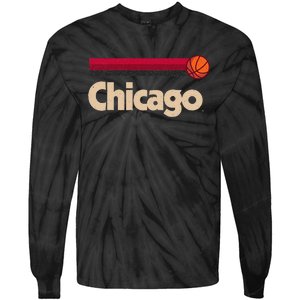 Red Chicago Basketball BBall City Illinois Retro Chicago Tie-Dye Long Sleeve Shirt