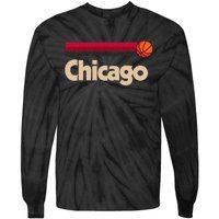 Red Chicago Basketball BBall City Illinois Retro Chicago Tie-Dye Long Sleeve Shirt