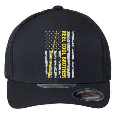 Reel Cool Brother Fishing American USA Flag Gift For Brother Gift Flexfit Unipanel Trucker Cap