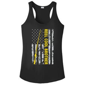 Reel Cool Brother Fishing American USA Flag Gift For Brother Gift Ladies PosiCharge Competitor Racerback Tank