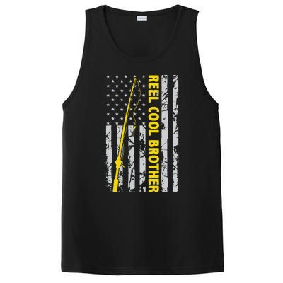 Reel Cool Brother Fishing American USA Flag Gift For Brother Gift PosiCharge Competitor Tank