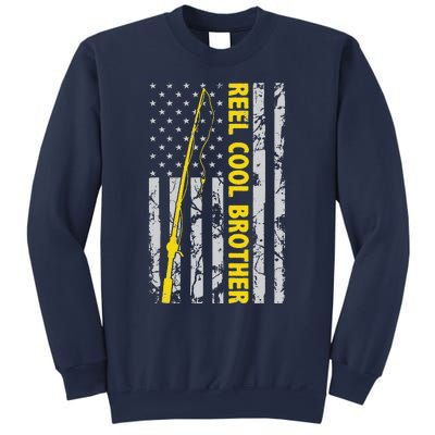 Reel Cool Brother Fishing American USA Flag Gift For Brother Gift Sweatshirt