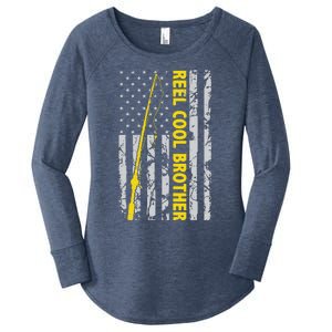 Reel Cool Brother Fishing American USA Flag Gift For Brother Gift Women's Perfect Tri Tunic Long Sleeve Shirt