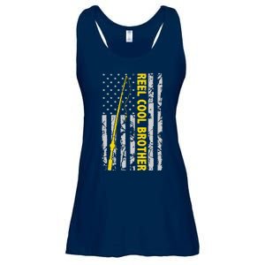 Reel Cool Brother Fishing American USA Flag Gift For Brother Gift Ladies Essential Flowy Tank