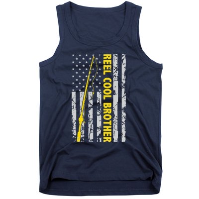 Reel Cool Brother Fishing American USA Flag Gift For Brother Gift Tank Top