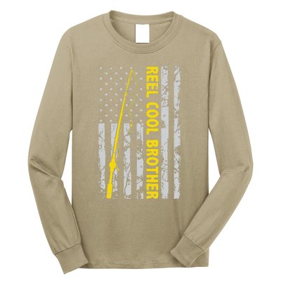 Reel Cool Brother Fishing American USA Flag Gift For Brother Gift Long Sleeve Shirt