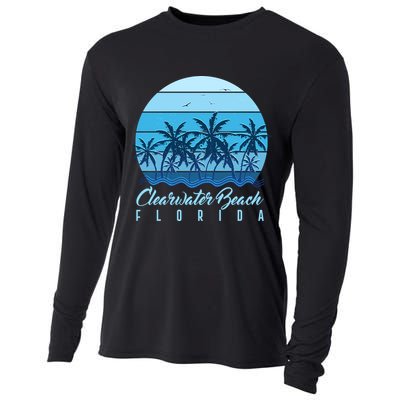Retro Clearwater Beach Florida Cooling Performance Long Sleeve Crew