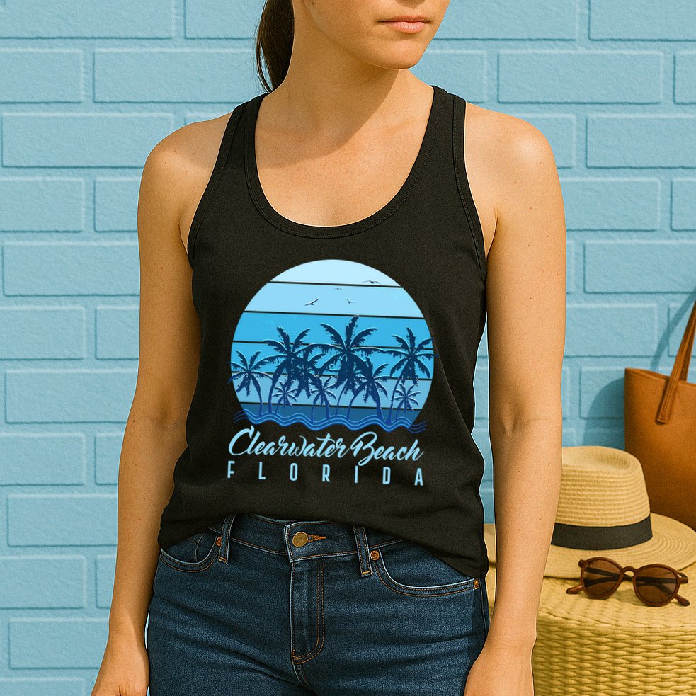 Retro Clearwater Beach Florida Womens Tank Top