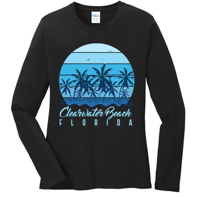 Retro Clearwater Beach Florida Ladies Long Sleeve Shirt