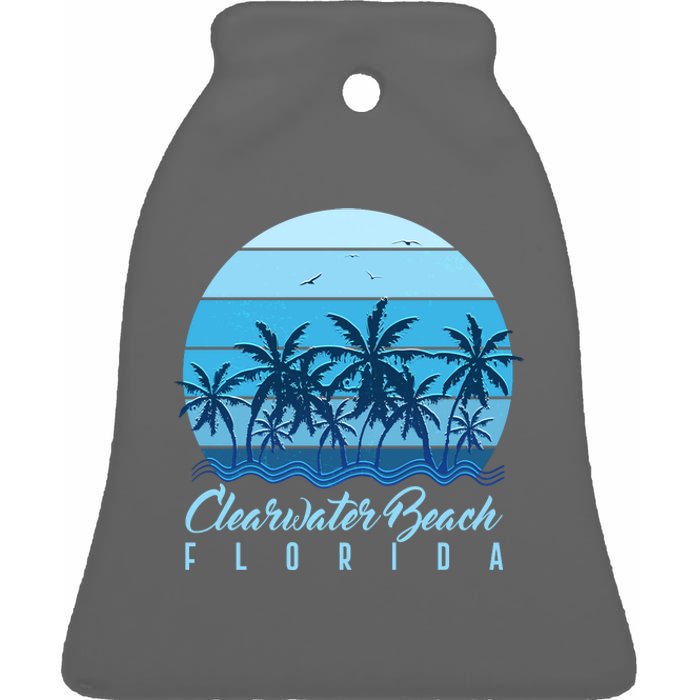 Retro Clearwater Beach Florida Ceramic Bell Ornament