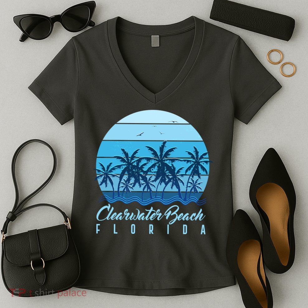 Retro Clearwater Beach Florida Women's V-Neck T-Shirt