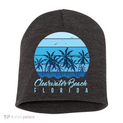 Retro Clearwater Beach Florida Short Acrylic Beanie