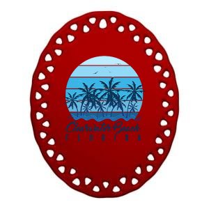 Retro Clearwater Beach Florida Ceramic Oval Ornament