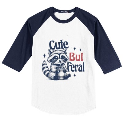 Raccoon Cute But Feral Vintage Baseball Sleeve Shirt