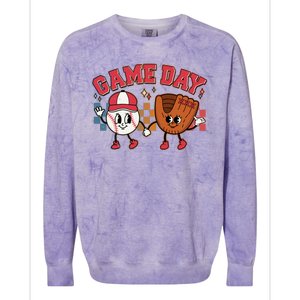 Retro Cartoon Baseball Game Day Colorblast Crewneck Sweatshirt