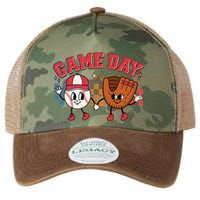 Retro Cartoon Baseball Game Day Legacy Tie Dye Trucker Hat