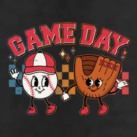 Retro Cartoon Baseball Game Day 7 Panel Mesh Trucker Snapback Hat