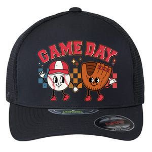 Retro Cartoon Baseball Game Day Flexfit Unipanel Trucker Cap