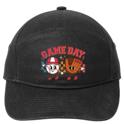 Retro Cartoon Baseball Game Day 7-Panel Snapback Hat