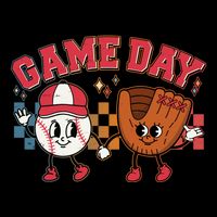 Retro Cartoon Baseball Game Day Drawstring Bag
