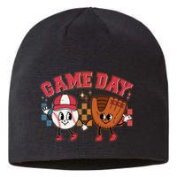Retro Cartoon Baseball Game Day Sustainable Beanie