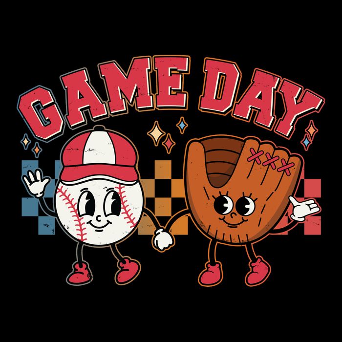 Retro Cartoon Baseball Game Day Sustainable Beanie