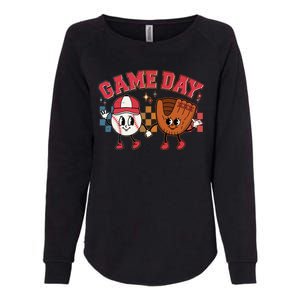 Retro Cartoon Baseball Game Day Womens California Wash Sweatshirt