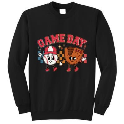 Retro Cartoon Baseball Game Day Tall Sweatshirt