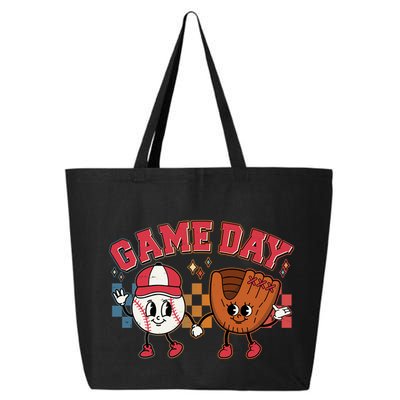 Retro Cartoon Baseball Game Day 25L Jumbo Tote