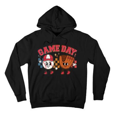 Retro Cartoon Baseball Game Day Tall Hoodie