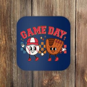 Retro Cartoon Baseball Game Day Coaster