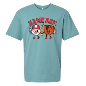 Retro Cartoon Baseball Game Day Sueded Cloud Jersey T-Shirt