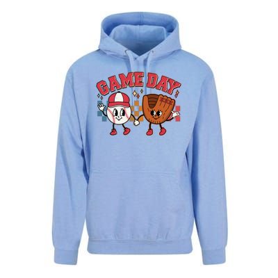 Retro Cartoon Baseball Game Day Unisex Surf Hoodie