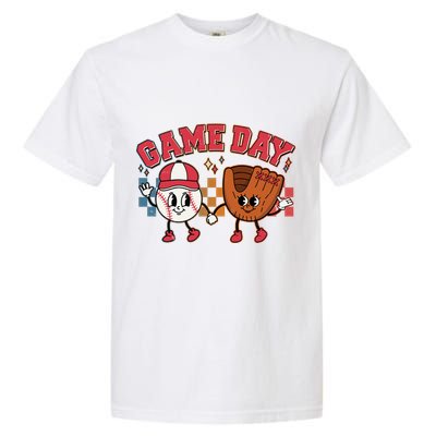 Retro Cartoon Baseball Game Day Garment-Dyed Heavyweight T-Shirt