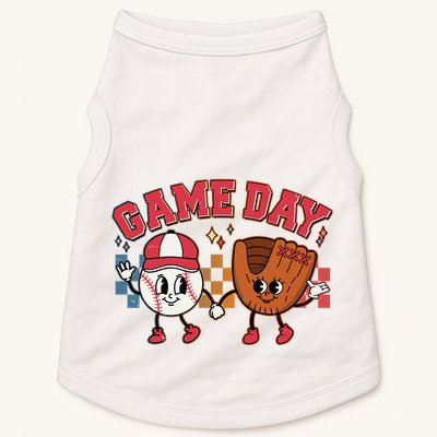 Retro Cartoon Baseball Game Day Doggie Tank