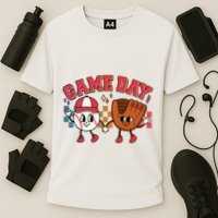 Retro Cartoon Baseball Game Day Cooling Performance Crew T-Shirt