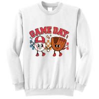 Retro Cartoon Baseball Game Day Sweatshirt