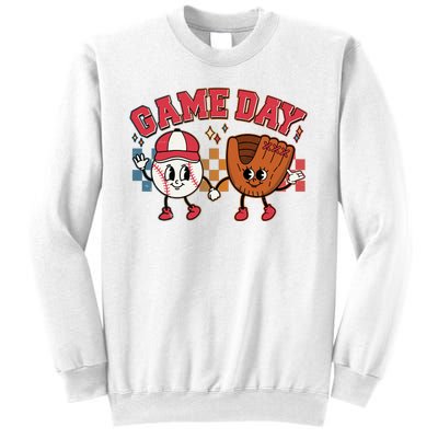 Retro Cartoon Baseball Game Day Sweatshirt