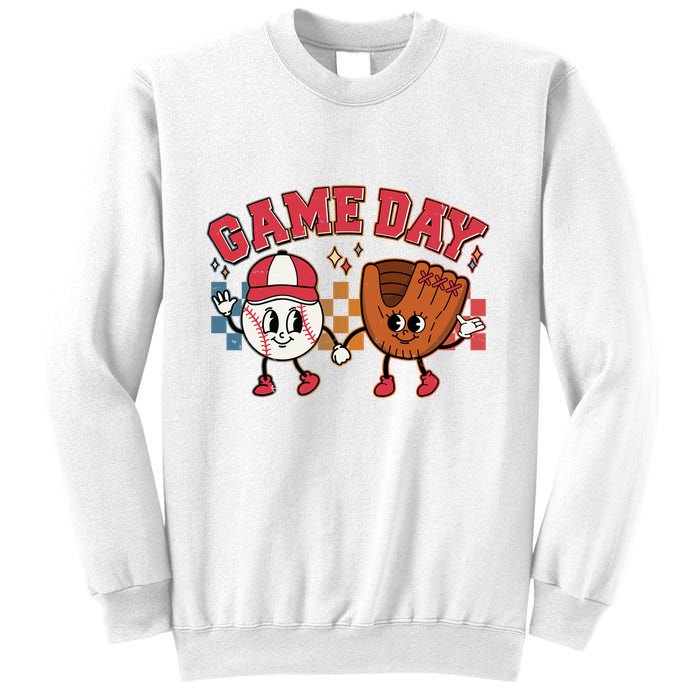 Retro Cartoon Baseball Game Day Sweatshirt