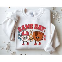 Retro Cartoon Baseball Game Day Sweatshirt