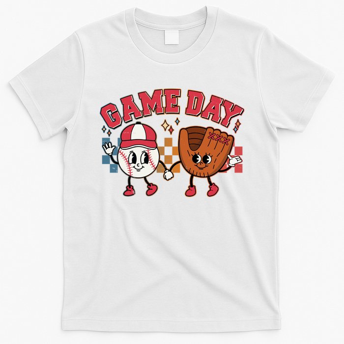 Retro Cartoon Baseball Game Day T-Shirt