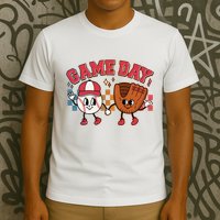 Retro Cartoon Baseball Game Day T-Shirt