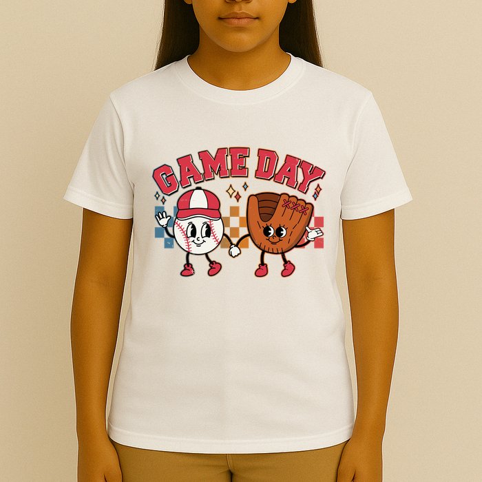 Retro Cartoon Baseball Game Day T-Shirt