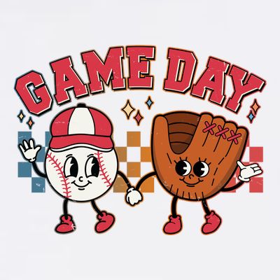Retro Cartoon Baseball Game Day T-Shirt