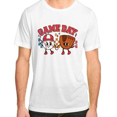 Retro Cartoon Baseball Game Day Adult ChromaSoft Performance T-Shirt